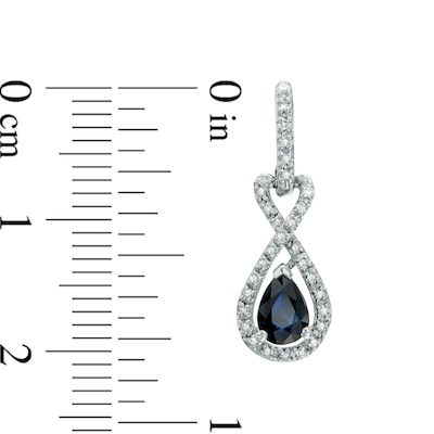 Pear-Shaped Blue Sapphire and 0.16 CT. T.W. Diamond Drop Earrings in 10K White Gold