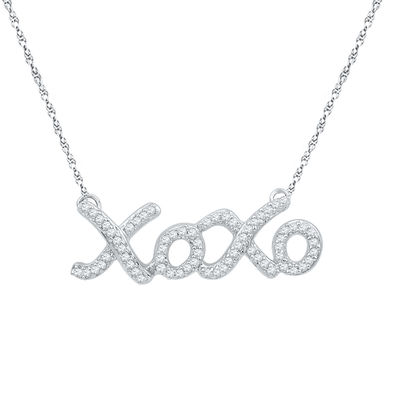 0.20 CT. T.W. Diamond "XOXO" Script Necklace in Sterling Silver