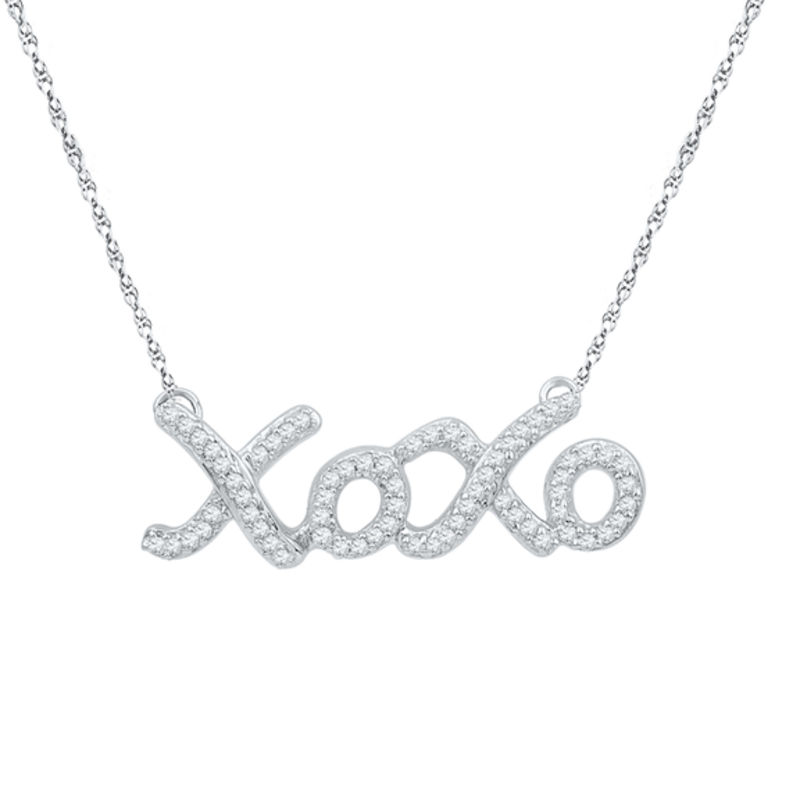 0.20 CT. T.W. Diamond "XOXO" Script Necklace in Sterling Silver|Peoples Jewellers