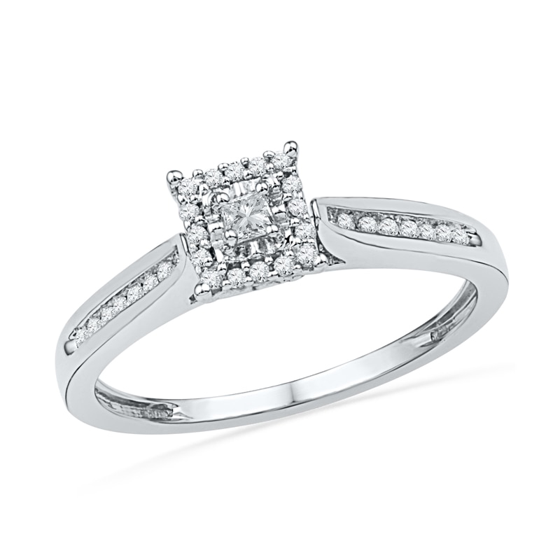 0.20 CT. T.W. Princess-Cut Diamond Frame Promise Ring in 10K White Gold|Peoples Jewellers