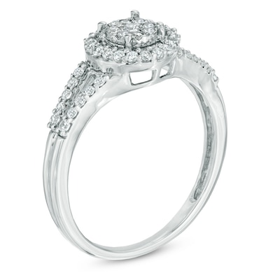 0.33 CT. T.W. Diamond Frame Split Shank Engagement Ring in 10K White Gold