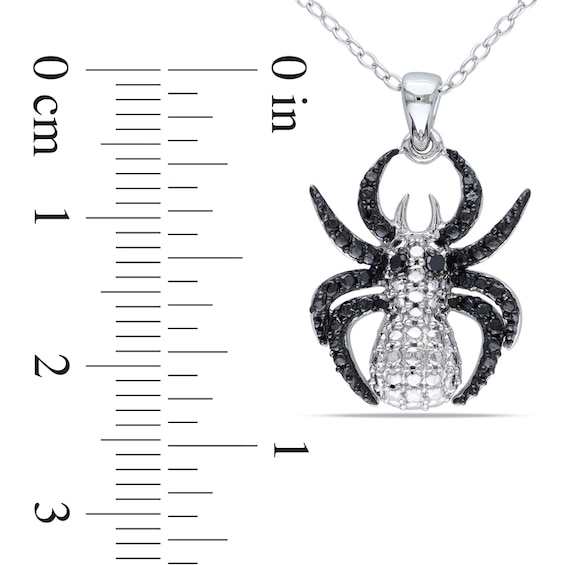 Black Diamond Accent Spider Pendant in Two-Tone Sterling Silver