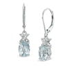 Oval Aquamarine and Diamond Accent "X" Earrings in Sterling Silver