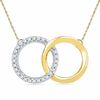 Thumbnail Image 0 of 0.10 CT. T.W. Diamond Interlocking Circles Necklace in Sterling Silver and 14K Gold Plate