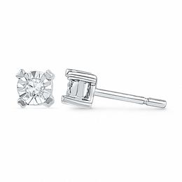 Diamond Accent Solitaire Stud Earrings in 10K White Gold