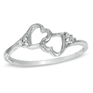 Diamond Accent Mirrored Hearts Ring in 10K White Gold