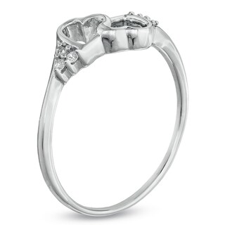 Diamond Accent Mirrored Hearts Ring in 10K White Gold