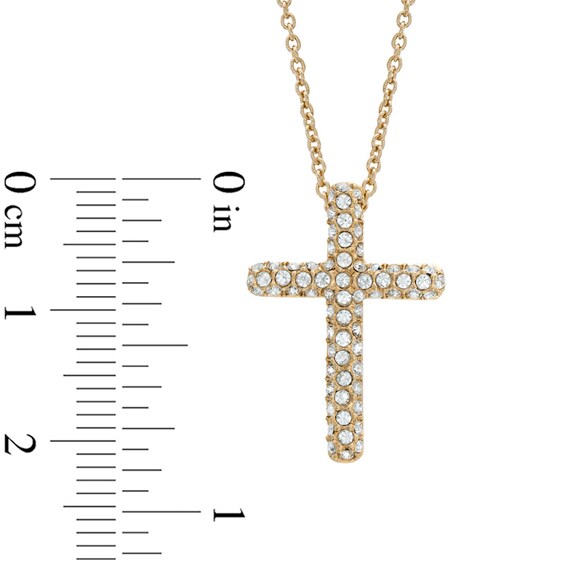 AVA Nadri Crystal Cross Pendant in Brass with 18K Gold Plate