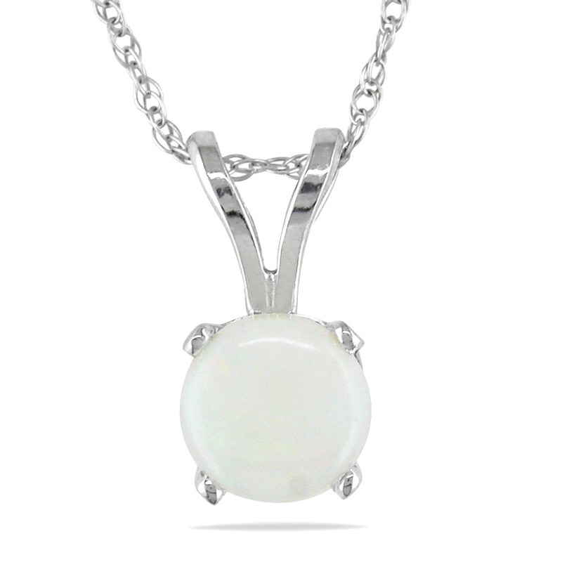 6.0mm Opal Pendant in 14K White Gold - 17"|Peoples Jewellers