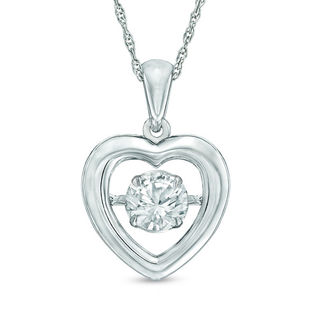 Unstoppable Love™ 5.5mm Lab-Created White Sapphire Heart Pendant in Sterling Silver