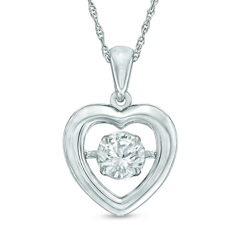 Unstoppable Love™ 5.5mm Lab-Created White Sapphire Heart Pendant in Sterling Silver|Peoples Jewellers