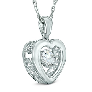 Unstoppable Love™ 5.5mm Lab-Created White Sapphire Heart Pendant in Sterling Silver