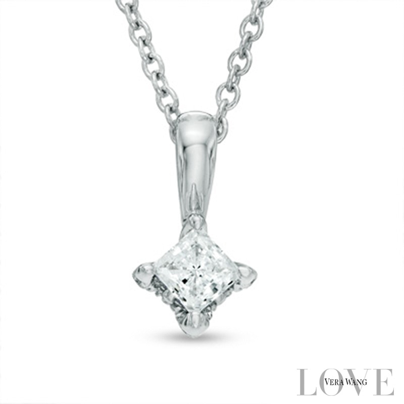 Vera Wang Love Collection 0.30 CT. T.W. Princess-Cut Diamond Pendant in 14K White Gold|Peoples Jewellers