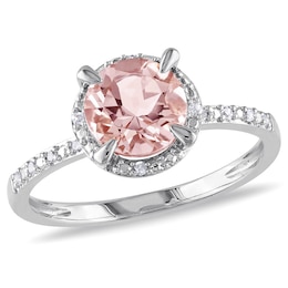 7.0mm Morganite and Diamond Accent Frame Ring in 10K White Gold