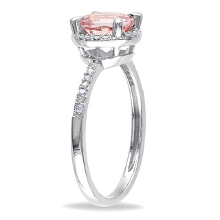 7.0mm Morganite and Diamond Accent Frame Ring in 10K White Gold