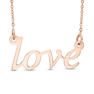 Script "LOVE" Necklace in 14K Rose Gold