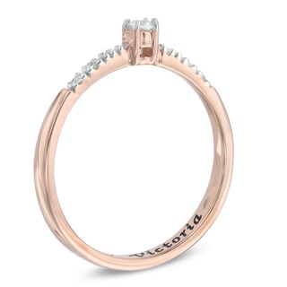 0.10 CT. T.W. Diamond Promise Ring in 10K Rose Gold (18 Characters)