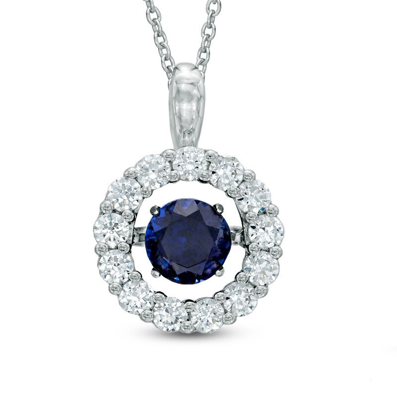 Unstoppable Love™ 6.0mm Lab-Created Blue and White Sapphire Pendant in Sterling Silver