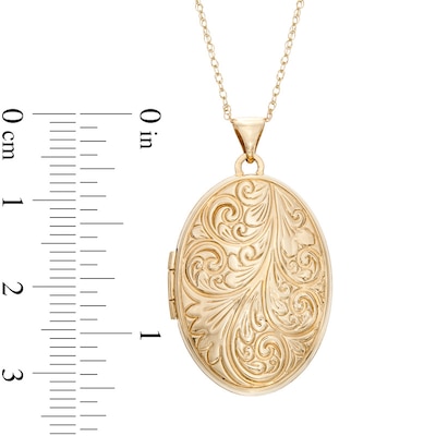 Oval Feather Locket Pendant in 10K Gold