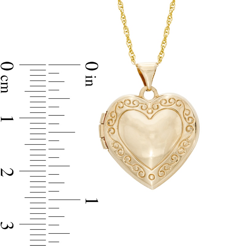 Heart Scroll Locket Pendant in 10K Gold|Peoples Jewellers