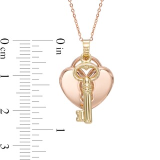 Heart and Key Pendant in 14K Two-Tone Gold