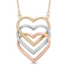 Triple Heart Necklace in 14K Tri-Tone Gold - 17"