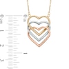 Triple Heart Necklace in 14K Tri-Tone Gold - 17"