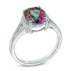 Thumbnail Image 1 of Oval Mystic Fire® Topaz and Lab-Created White Sapphire Ring in Sterling Silver