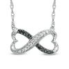 0.10 CT. T.W. Black Diamond Sideways Heart Infinity Pendant in Sterling Silver