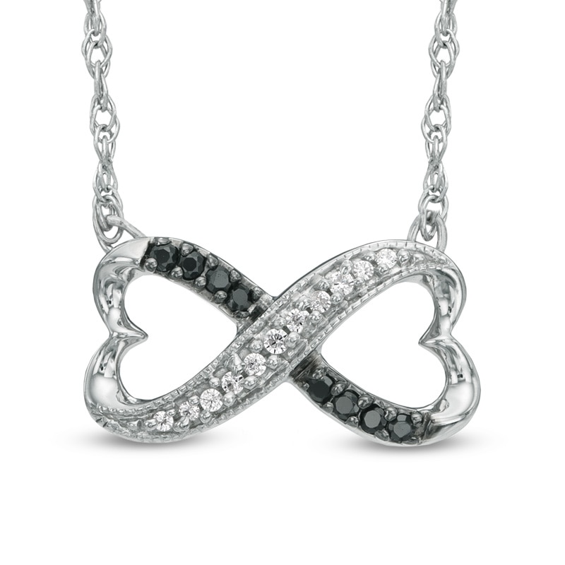 0.10 CT. T.W. Black Diamond Sideways Heart Infinity Pendant in Sterling Silver|Peoples Jewellers