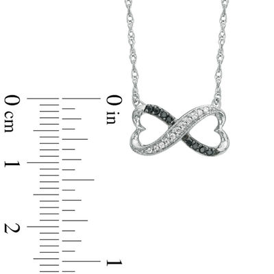 0.10 CT. T.W. Black Diamond Sideways Heart Infinity Pendant in Sterling Silver