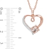 6.0mm Morganite and Diamond Accent Swirl Heart Pendant in Sterling Silver with 14K Rose Gold Plate