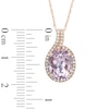 Oval Rose de France Amethyst and Lab-Created White Sapphire Pendant in 10K Rose Gold