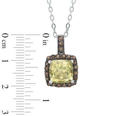 9.0mm Cushion-Cut Lemon Quartz and Smoky Quartz Frame Pendant in Sterling Silver