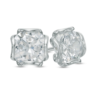 8.0mm Lab-Created White Sapphire Stud Earrings in Sterling Silver