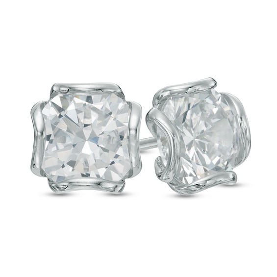 8.0mm Lab-Created White Sapphire Stud Earrings in Sterling Silver