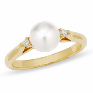 Blue Lagoon® by Mikimoto Akoya Cultured Pearl Ring in 14K Gold with Diamond Accents