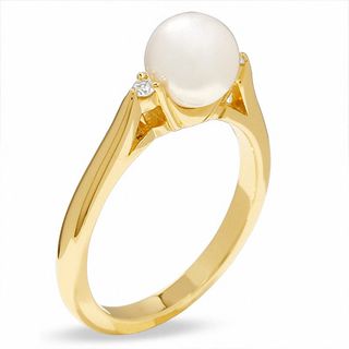 Blue Lagoon® by Mikimoto Akoya Cultured Pearl Ring in 14K Gold with Diamond Accents