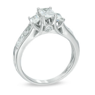 1.95 CT. T.W. Certified Emerald-Cut Diamond Past Present Future® Ring in 14K White Gold (I/I1)