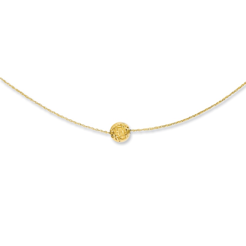 Single Bead Necklace in 14K Gold|Peoples Jewellers