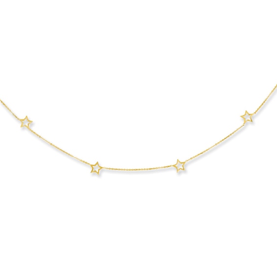 Star Station Necklace in 14K Gold