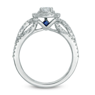 Vera Wang Love Collection 0.83 CT. T.W. Diamond Frame Twist Shank Ring in 14K White Gold