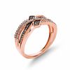 0.25 CT. T.W. Champagne and White Diamond Bypass Ring in 10K Rose Gold