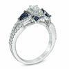 Thumbnail Image 2 of Vera Wang Love Collection 0.70 CT. T.W. Pear-Shaped Diamond and Blue Sapphire Frame Ring in 14K White Gold