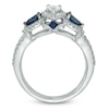 Thumbnail Image 3 of Vera Wang Love Collection 0.70 CT. T.W. Pear-Shaped Diamond and Blue Sapphire Frame Ring in 14K White Gold