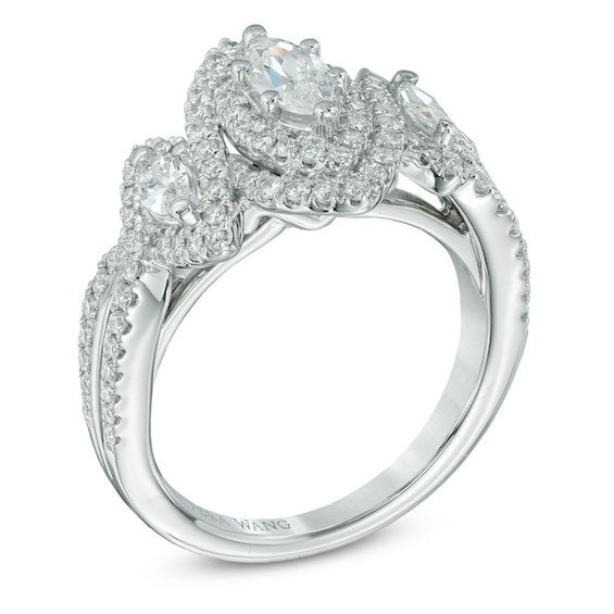 Vera Wang Love Collection 1.18 CT. T.W. Marquise Diamond Three Stone Frame Ring in 14K White Gold