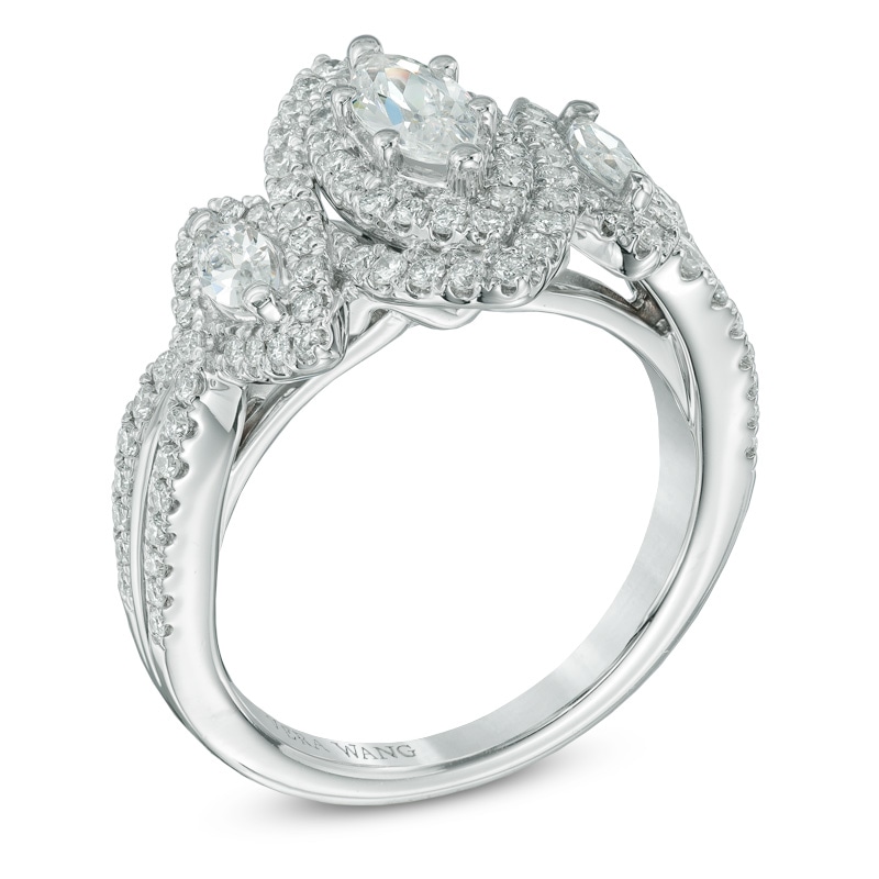 Vera Wang Love Collection 1.18 CT. T.W. Marquise Diamond Three Stone Frame Ring in 14K White Gold|Peoples Jewellers