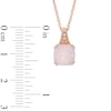 8.0mm Cushion-Cut Lab-Created Pink Opal and White Sapphire Pendant in Sterling Silver with 14K Rose Gold Plate