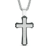 Thumbnail Image 0 of Men's 0.13 CT. T.W. Diamond Stacked Cross Pendant in Two-Tone Stainless Steel - 24"