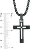 Men's Diamond Accent Cutout Cross Pendant in Black IP Stainless Steel - 24"